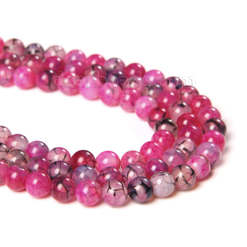 Pink Dragon Vein Agate Beads