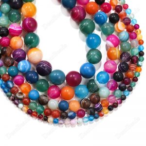 Matte Mixed Banded Agate Beads