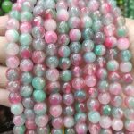 Pink Green Jade Beads