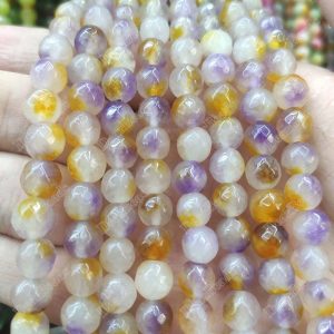White Yellow Candy Jade Beads