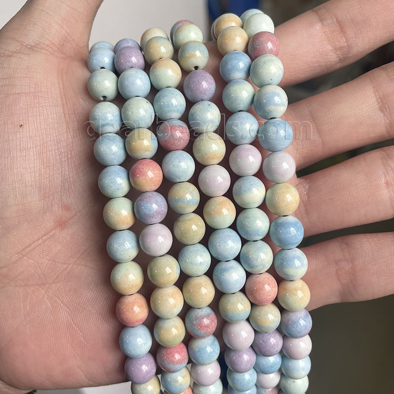 Synthetic Alashan Rainbow Agate Beads, Round, 6mm 8mm 10mm, Length 15”