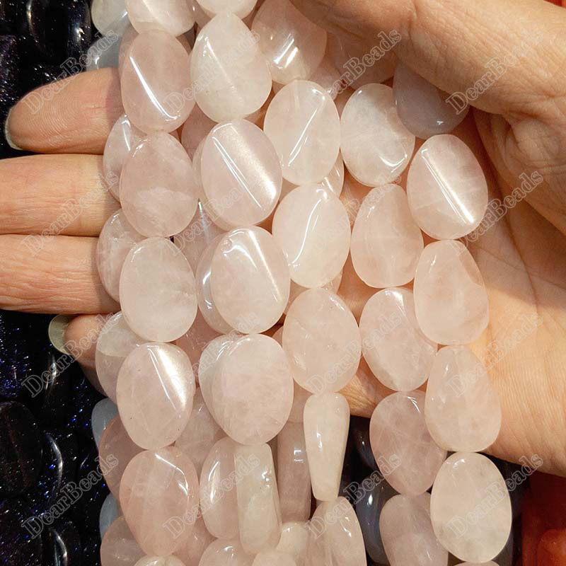 Rose Quartz Curved Oval Beads