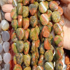 Unakite Curved Oval Beads