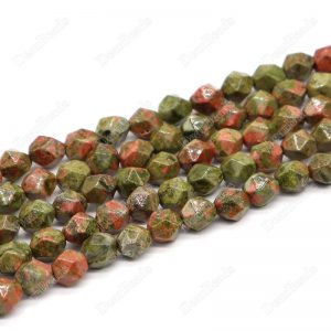 Unakite Diamond Cut Beads