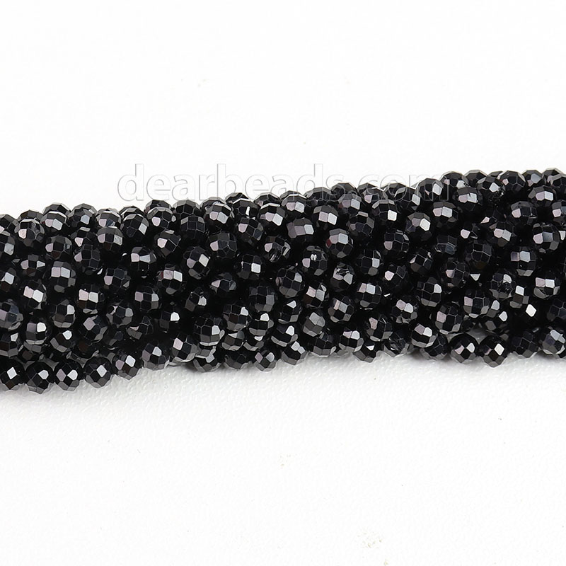 Faceted Black Spinel Beads