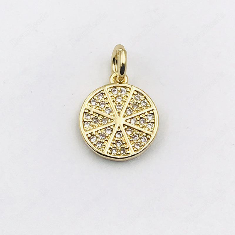 Flat Round Cubic Zirconia Charm