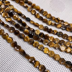 Tiger Eye Stone Faceted Hexagon