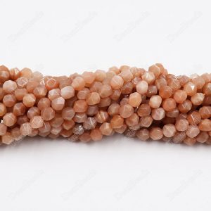 Star Cut Peach Moonstone Beads