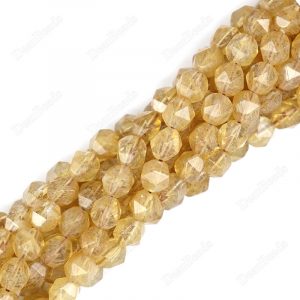 Faceted Yellow Cherry Quartz Beads