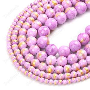 Lavender Gold Jade Beads