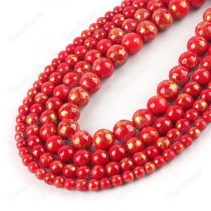 Red Gold Jade Beads