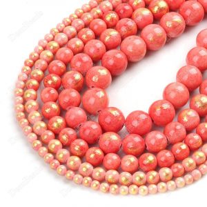 gold Red jade beads