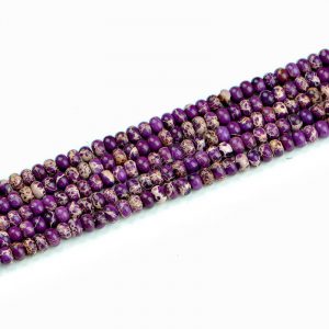 Purple Rondelle Impression Jasper Beads
