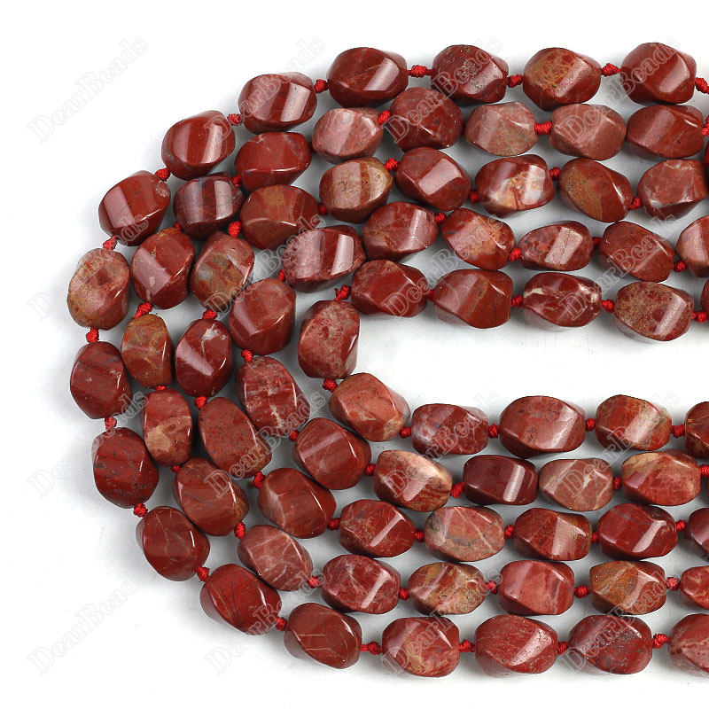 Twist Red Jasper Beads