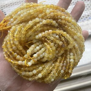 Yellow Opal Cube Beads