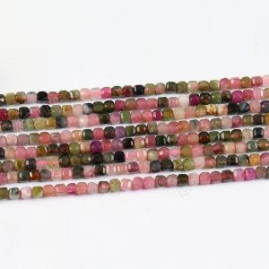 Faceted Tourmaline Cube Beads