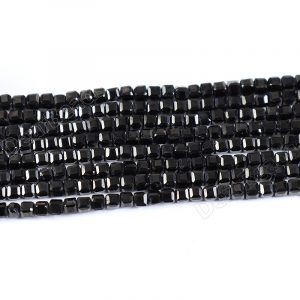 Faceted Black Spinel Cube Beads