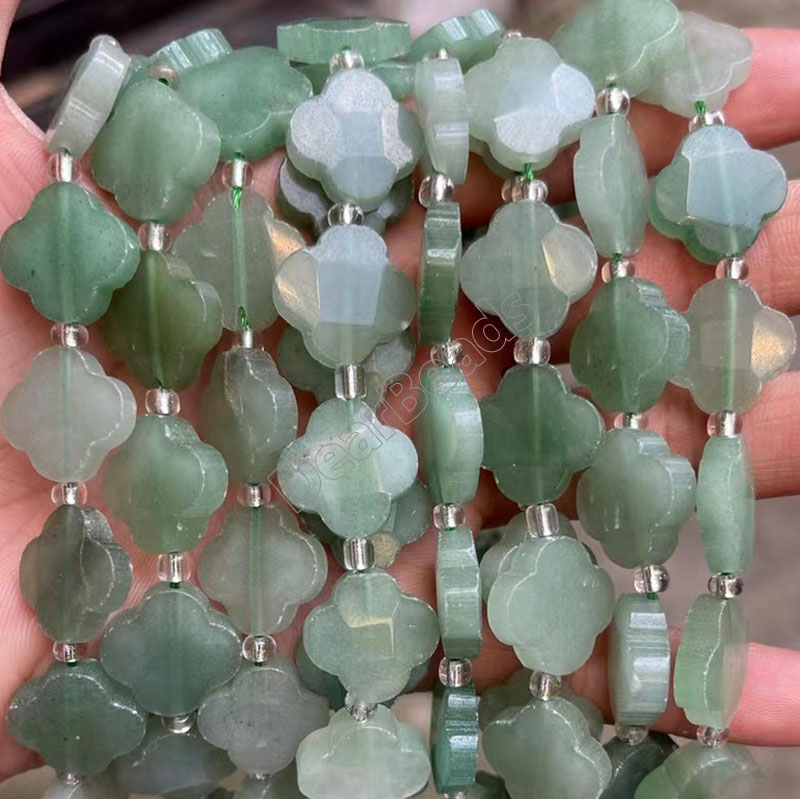 Green Aventurine Clover Beads