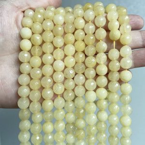 Faceted Yellow Jade Beads