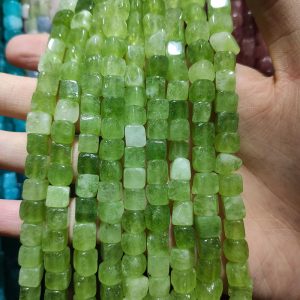 Green Jade Cube Beads