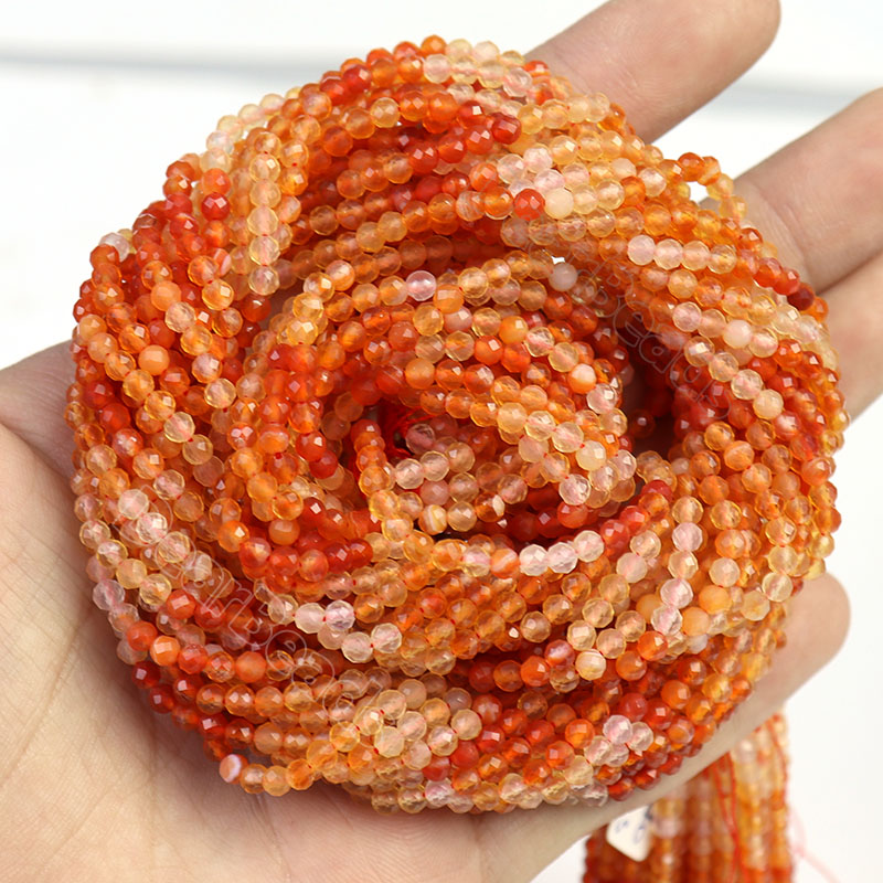 Gradient Faceted Carnelian Beads