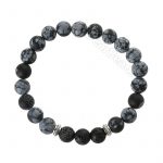 Snowflake Obsidian and Lava Bracelet
