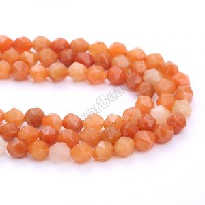 Red Aventurine Diamond Cut Beads
