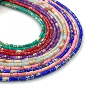 Imperial Jasper Round Tube Beads
