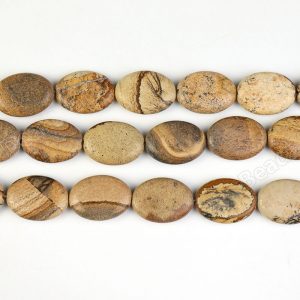 flat oval picture jasper beads