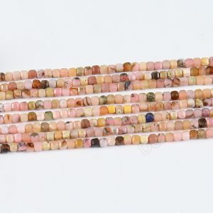 Faceted Pink Opal Cube Beads