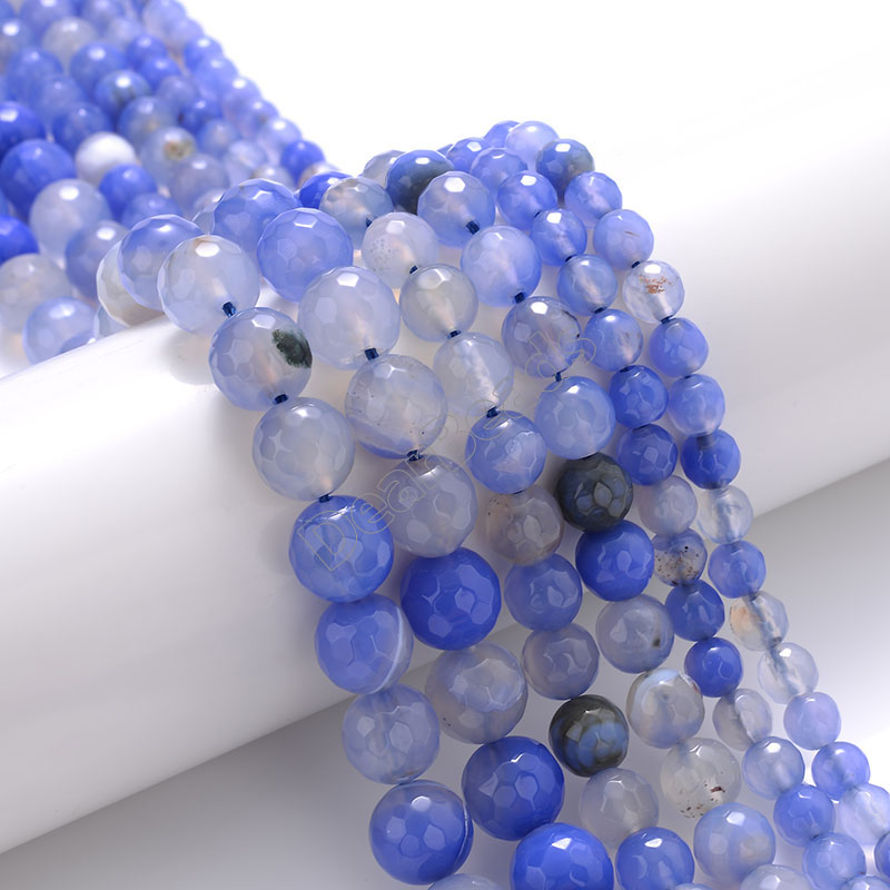 Faceted Blue Agate Bead