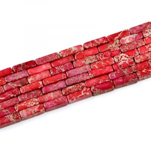 Red Tube Stone Beads