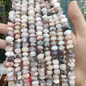 Faceted Pink Opal Nugget Beads