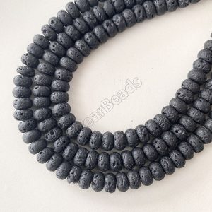 Black Lava Rondelle Beads