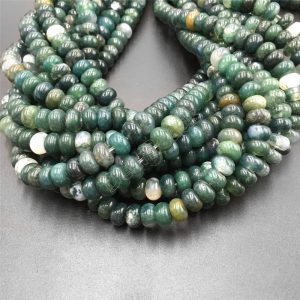 Moss Agate Rondelle Beads