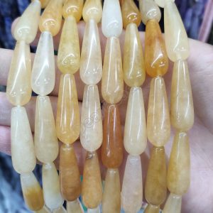 Yellow Jade Water Drop Beads