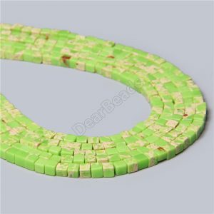 Green Stone Cube Beads