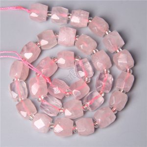 Faceted Rose Quartz Cube Beads