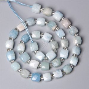 Aquamarine Faceted Cube Beads