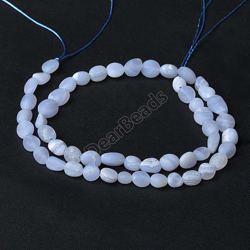 Matte Blue Lace Agate Beads