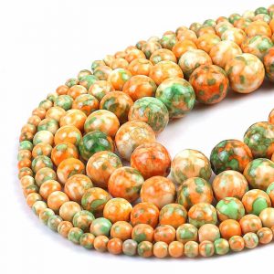 Orange Green Rain Flower Beads