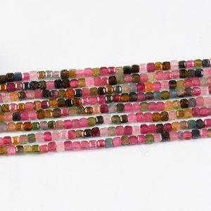 Tourmaline Faceted Cube Beads