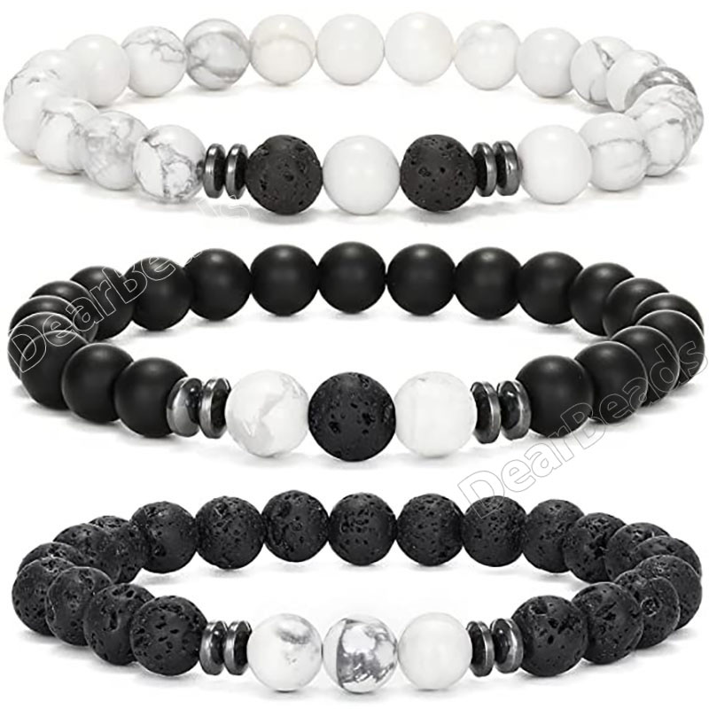 Buy RUDRADIVINE Black and White Natural Stones Healing Onyx One Howlite  Reiki Bracelet for Men and Women at Amazon.in