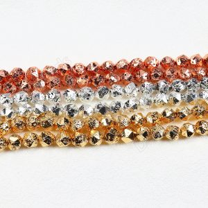 Faceted Plated Lava Beads