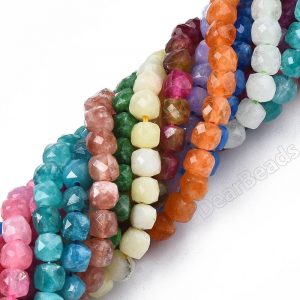 Faceted Jade Cube Beads