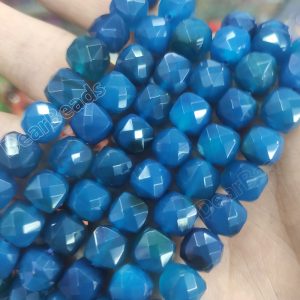 Blue Agate Cube Beads