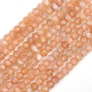 Peach Moonstone Rondelle Beads