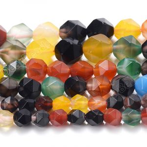 Faceted Colorful Agate Beads