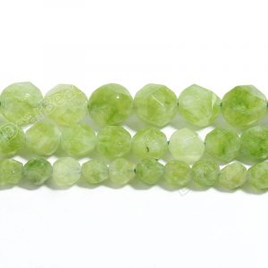 Green Jade Diamond Cut Beads