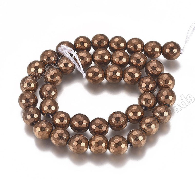 Faceted Bronze Hematite Beads